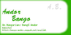 andor bango business card